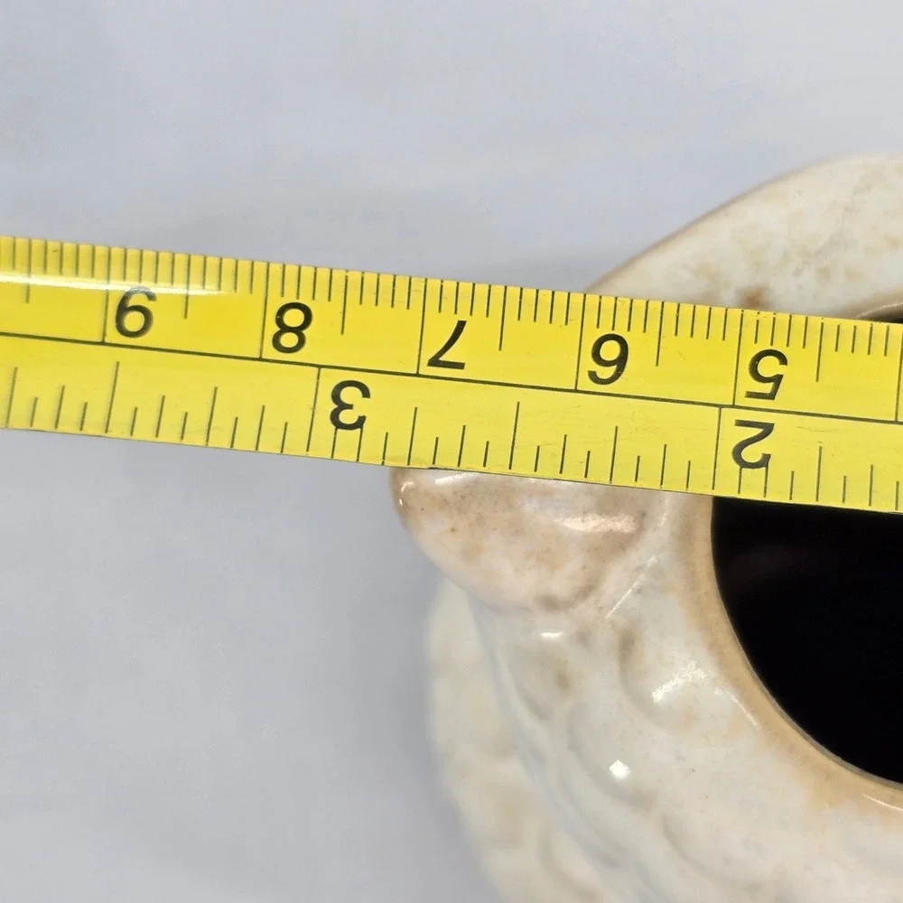 Vintage Style Ceramic Owl Figurine Bud Vase Cream‎ Beige Speckled Glaze 5 Inch